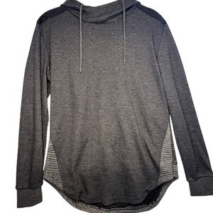Amongst Others Mens Textured Knit Hoodie Grey Black Curved Hem Pullover Size‎ M